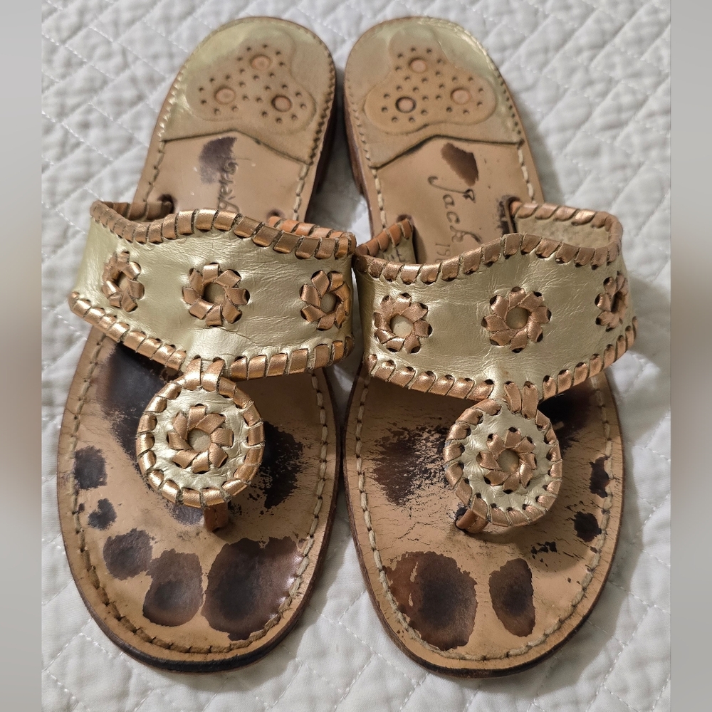 Jack Rogers Tan Sandals with Decorative Embellishments